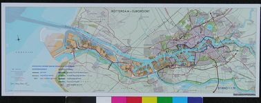 1970-2029 Kaart van Rotterdam en omgeving waarop de uitvoering van de wegenruit en de waterkering per 1 januari 1970 is ...