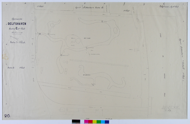 1971-221 Kadastrale kaart van Delfshaven, sectie G, 2e blad. Het afgebeelde gebied (het Park) wordt begrensd door de ...