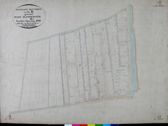 1979-708 Kadastrale kaart van Rotterdam, sectie B, genaamd West-Blommersdijk. Het afgebeelde lanengebied wordt begrensd ...