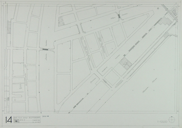 1980-25 Kaart van de binnenstad van Rotterdam, bestaande uit 20 bladen. Blad 14 de Leuvehaven en de Wijnhaven