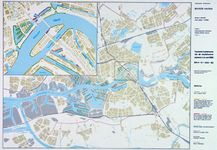 1982-3274 Kaart van het havengebied van Rotterdam tot aan de Oude Maas waarop de toestand van de kademuren van de ...