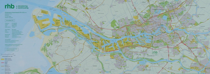 1990-305 Kaart van het havengebied van Rotterdam met aanduiding van de locatie van het Rotterdams Havenbedrijf (RHB) BV.