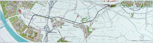 1991-3378-1 Kaart van de metrolijn van Pendrecht naar Hoogvliet langs de Groene Kruisweg