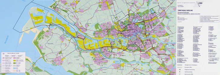 2001-17 Kaart van Rotterdam en omgegeving met alle CBS-buurten