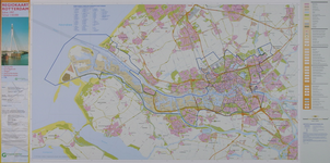 2001-673 Kaart van Rotterdam en omgeving met de territoriale indeling van Rotterdam. Indeling in ...