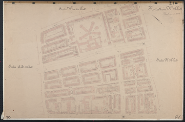 40110-Z1 Kadastrale kaart van Rotterdam, sectie H, eerste blad: Oude Noorden. Het afgebeelde gebied wordt begrensd door ...