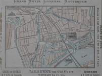 XXIV-34A Plattegrond van het centrum van Rotterdam, met vermelding van enkele gebouwen, waaronder Grand Hôtel Coomans