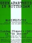 XXV-1981-0224 Geen apartheid in Rotterdam. Manifestatie tegen het spreidingsbeleid van buitenlanders door de gemeente ...