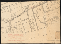 1020-2 Gedeelte van een gesteendrukte plattegrond van Rotterdam en Delfshaven, waarop aangegeven is de hoogte van een ...