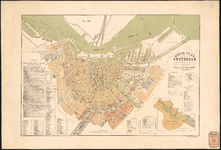 1023 Gesteendrukte plattegrond van Amsterdam waarop het daar sinds 1870 toegepaste Liernurstelsel is aangegeven.