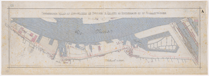 1890-162 Calque op linnen van de spoorweg verbinding tussen het stationsemplacement van de maatschappij tot exploitatie ...