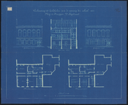 1891-107 Tekening van de verbouwing tot leerlokalen van de woning der school van mej. Van Bruggen aan de Kipstraat.