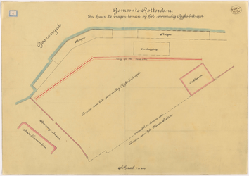 1893-4 Calque op papier van het in huur te vragen terrein op het voormalig Rijks-Entrepot.