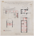 1895-216 Calque op linnen met schets voor een verbouwing van een magazijn 4de verdieping tot slaapvertrekken in het ...