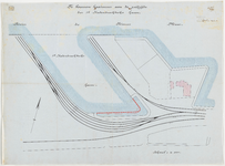 1896-167 Calque op linnen van een te bouwen kaaimuur aan de zuidzijde der 1e Katendrechtsche haven.