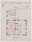 1896-4 Calque op linnen van de inrichting van het linnenmagazijn van de 4e verdieping van het ziekenhuis tot slaapvertrekken.