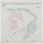 1896-91 Calque op linnen van de te maken steenglooiing langs Nassaukade en Nassauhaven.