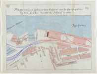 1897-274 Kaart met aanduiding van de plaats voor een gebouw ten behoeve van de havenpolitie bij de Linker Veerdam. ...