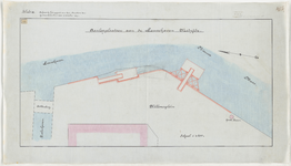1897-293-3 Tekening met aanduiding van te maken aanlegplaatsen met ponton aan de Leuvehaven Westzijde. Calque op ...