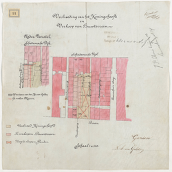 1897-91 Calque op linnen van de verbreding van het Koningshoofd en verkoop van bouwterrein.