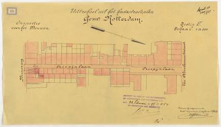 1898-15 Calque met uittreksel uit het kadastrale plan. Gemeente Rotterdam, Sectie T. (Crispijnlaan).