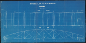 1898-221-2 Tekening (blauwdruk) van een drijvende aanlegplaats aan de Leuvehaven. Blad 2