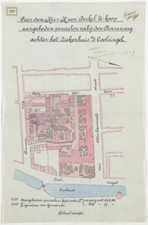 1898-297 Plattegrond met te koop aangeboden percelen.