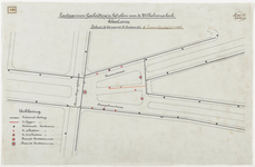 1898-336 Een calque op linnen voor de gasleiding met lantaarns op het plein voor de Wilhelminakerk tussen de ...