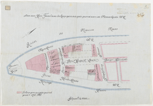 1898-348 Een calque op linnen van de door M. Taselaar te koop gevraagde grond van ongeveer 175 vierkante meter tussen ...