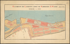 1898-372 Kaart behorende bij de bouw van een 400 meter lange kademuur langs de Rijnhaven aan zuidwestelijke zijde, en ...