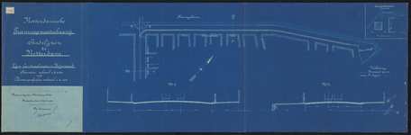 1899-144 Blauwdruk van het gedeelte tramlijn Prins Hendrikkade w.z. van de lijn Centraalstation-Feijenoord situatie en ...