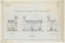 1899-355-2 Geveltekening op linnen en een blauwdruk voor het stichten van een gebouw voor Haven- en Politiedienst nabij ...