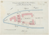 1899-76 Calque op linnen van de door H. Hoelen te koop gevraagde grond aan de Prins Hendrikkade westzijde.