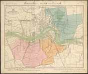 1900-14 Opgeplakte kaart van de stad Rotterdam, aangevende de verdeling in wijken voor de faecaliën verzameldienst, met ...