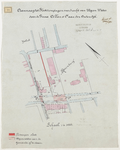 1900-44 Tekening met aanwijzingen voor slootdemping (in het rood aangegeven) en voor overdracht van weg en water aan de ...