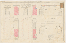 515-4 Vier tekeningen van het ontwerp voor de verbouwing van de Leuvebrug. calques op linnen gemerkt No. 4. Tekening ...