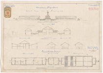 741-3 Technische tekening van het plan tot aanleg van een abattoir op het terrein langs de Hoge Boezem, met ...