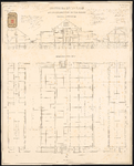 768-1 Gesteendrukte tekening van het te bouwen rundveeslachthuis (abattoir) met veestallen aan de Hoge Boezem, met een ...
