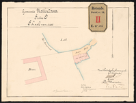 826 Kadastraal Kaartje van sectie O., waarop in 1882 gesloopte panden aan de Draaisteeg zijn aangegeven.