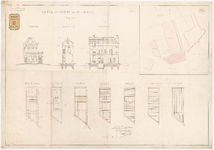 847-2 Plattegronden en aanzichten van de gevels van een woning bij een school aan het Hofplein. Calque op linnen.