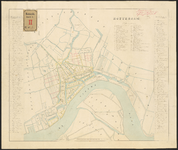 E-1 Plattegrond kaart der stad Rotterdam, waarop aangegeven zijn de plaatsing der buizen, brandkranen en fonteinen van ...