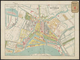 F-294 Gesteendrukte plattegrond van Rotterdam door A. Braakensiek, waarop met rood de richting van een Tramweg is aangegeven.