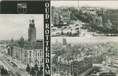 PBK-1988-253 Fotokaart met 3 stadsgezichten.Links: Het stadhuis aan de CoolsingelRechtsboven: De Oostzeedijk en het ...