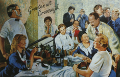 PBK-1995-81 Prentbriefkaart naar een muurschildering op de gevel van café-restaurant 't Tappunt aan de Boezemstraat ...