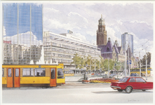 PBK-1997-2 Hofplein in de richting van de Coolsingel met het stadhuis, het postkantoor en het World Trade Center, uit ...