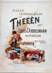 XI-0000-0023 Alhier verkrijgbaar en Theeën van Louis Dobbelmann Rotterdam. Waterhoudend en geurig. Thee in pakjes.
