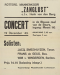 AF-10372 Rotterdams Mannenkoor Zanglust o.l.v. Henk van den Berg, Concert 19 december 1943, Blauwe zaal de Beurs, ...