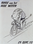 1987-2633 Poster voor de Ronde van het Oude Westen op 29 september 1973. De leeuw van Aktiegroep Oude Westen zit op een ...