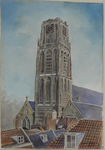 1990-1461 Toren van de Grote Kerk aan het Grotekerkplein.