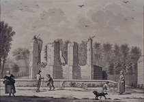 RISCH-150 Gezigt van de ruïne der kerk op Schoonderloo naar het leeven geteekend, door D. Welle, 4 augustus 1794 .